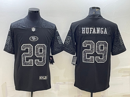 Men's San Francisco 49ers #29 Talanoa Hufanga Black Reflective Limited Stitched Football Jersey - Click Image to Close